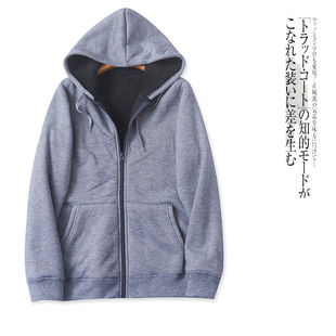 日单加绒开衫外套 冬季新男女款连帽拉链长袖羊羔绒加厚卫衣30195
