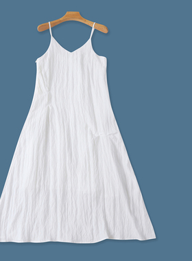 吊带裙  夏季新外贸女装吊带可调套头侧拉链A字不规则中长裙32374