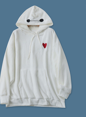 日单珊瑚绒卫衣 冬季新外贸女连帽领套头长袖袋鼠兜刺绣大码28136