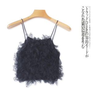 网纱流苏弹力裹胸叠穿30954 时尚 日单流苏小吊带 春夏新外贸女装