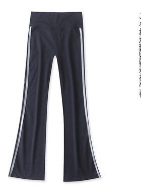 运动健身瑜伽裤  春秋新款外贸女装简约双层松紧腰微喇长裤31022