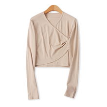 棉混纺打底T恤  春秋新款女装时尚修身V领套头长袖内搭外穿33028