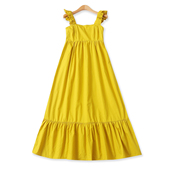 新款 背带裙 夏季 外贸女木耳边松紧背带高腰荷叶边中长连衣裙32674