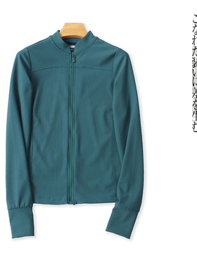 运动瑜伽健身外套 秋新外贸女装时尚修身小立领拉链长袖显瘦31509