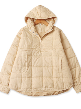 轻薄棉衣  男女同款  秋冬新款外贸连帽摁扣套头长袖大版型32731