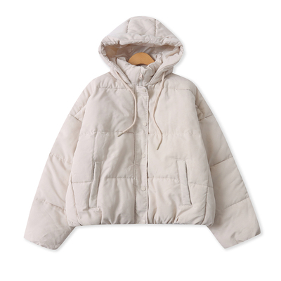 面包服棉服 冬季新款外贸女装时尚立领连帽摁扣长袖保暖棉衣33213