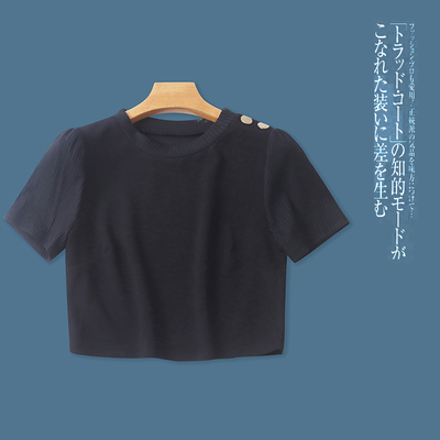 针织拼小衫夏季新款外贸女