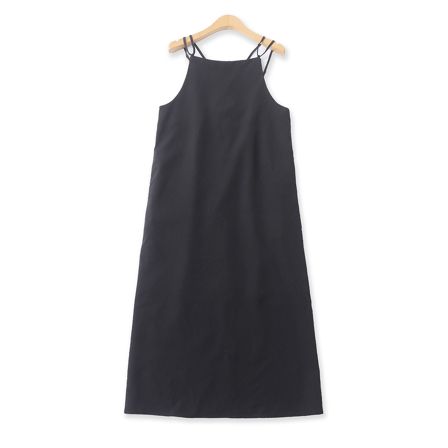 日单吊带裙 春秋新款女装吊带可调套头双口袋直筒中长裙叠穿34053