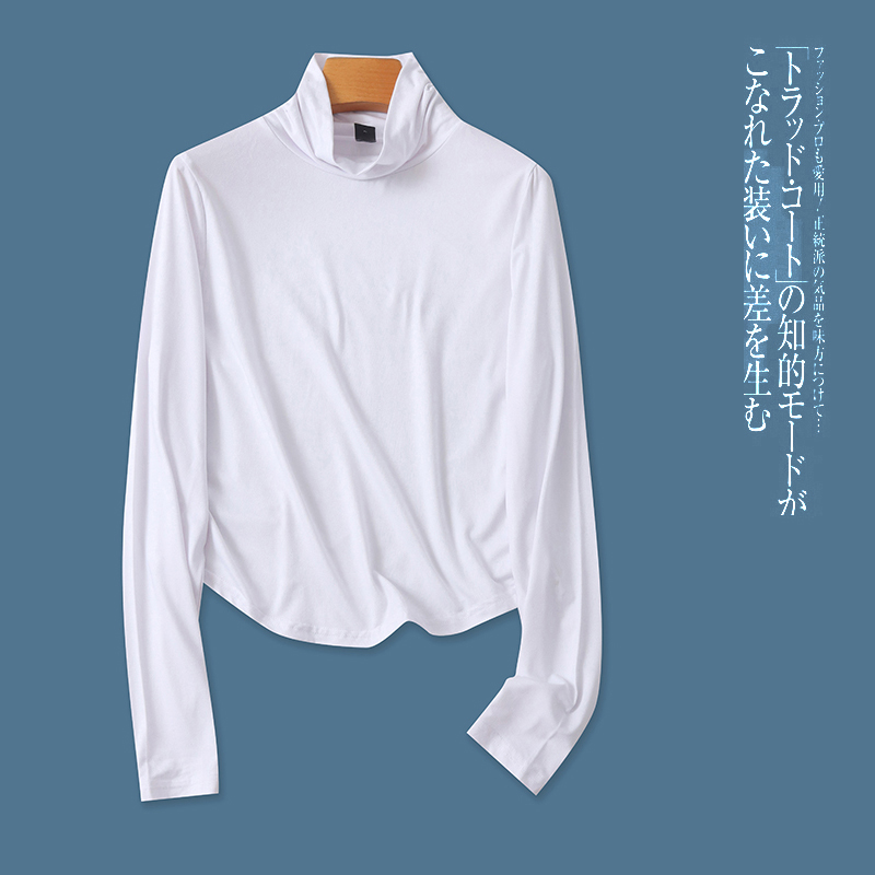 高领打底T恤  秋季新外贸女装简约百搭套头长袖纯色内搭外穿29926