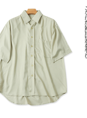 格子短袖衬衫 夏季新款外贸男装简约宽松翻领单排扣薄款衬衣30635