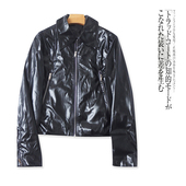 翻领拉链长袖 pu皮机车服外套 上衣30547 时尚 修身 春秋新款 外贸女装