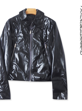 pu皮机车服外套 春秋新款外贸女装时尚修身翻领拉链长袖上衣30547