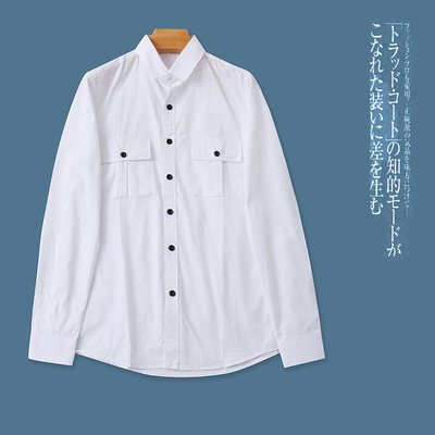 棉衬衫 秋新款外贸男女款时尚宽松百搭翻领单排扣双口袋上衣31334