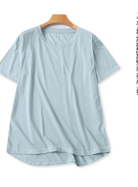 日单大码棉T恤 夏季新女装简约宽松圆领套头短袖纯色弹力T恤30966