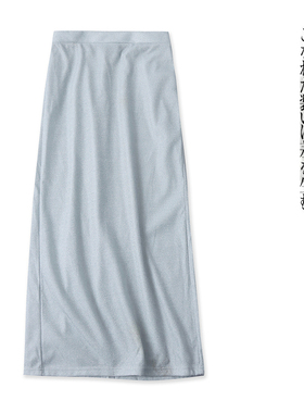 日单亮丝半身裙 春秋新款女装时尚减龄半松紧腰修身显瘦开叉30914