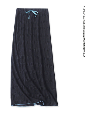 褶皱包臀半身裙 夏新外贸女装时尚修身松紧腰纯色弹力中长裙30647