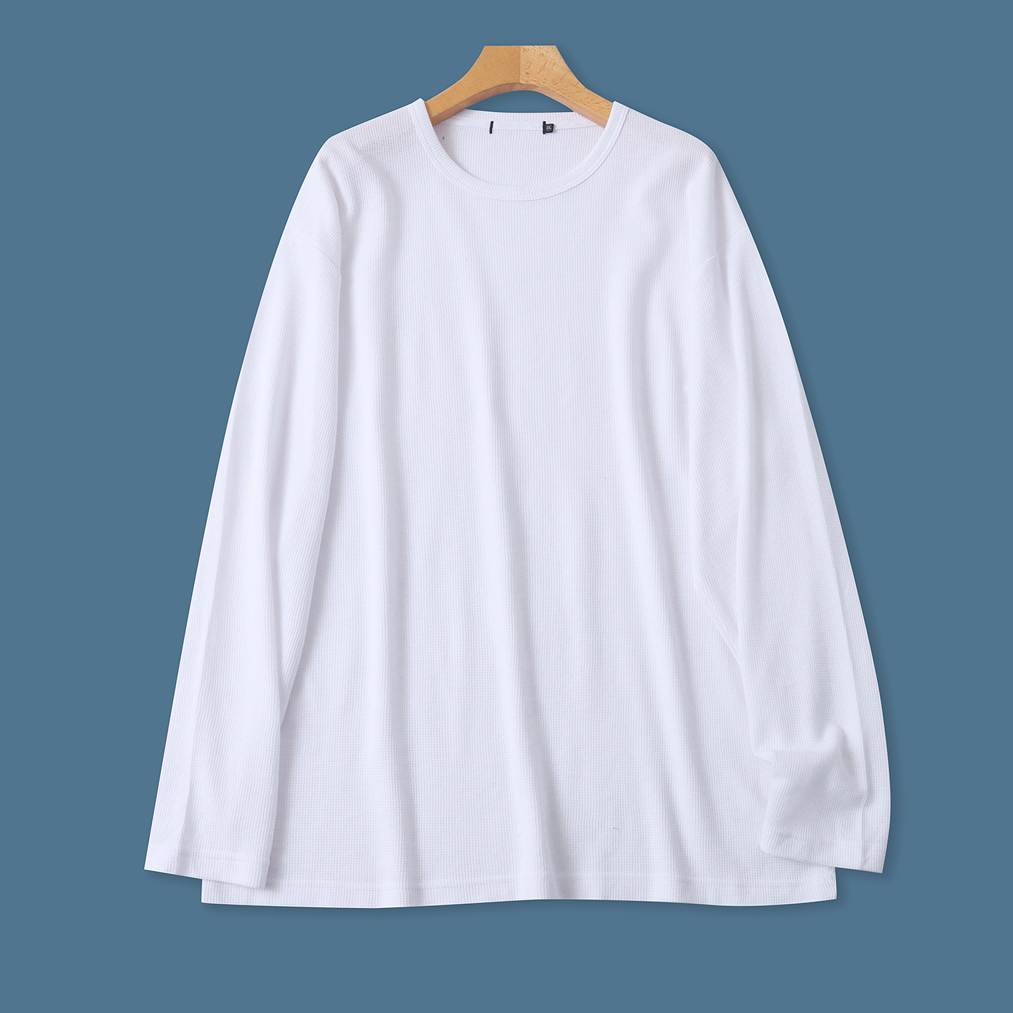 日单华夫格棉T恤  男女同款  春秋新款简约百搭圆领套头长袖33018