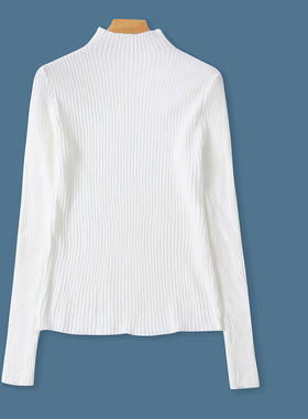 高弹软糯针织打底衫 秋新女半高领套头长袖内搭外穿薄款毛衣32234