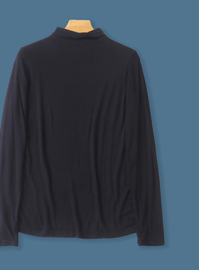 人棉打底T恤  秋季新外贸女半高领套头长袖内搭外穿纯色弹力32187