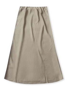 缎面仿真丝半身裙  夏秋新款外贸女装时尚减龄松紧腰中长裙32766