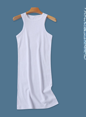 莫代尔棉背心裙  夏季新外贸女装简约百搭圆领套头直筒短裙30540