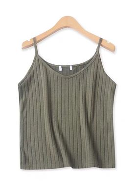 针织磨毛吊带背心 春秋新外贸女吊带不可调套头短款内搭外穿30855