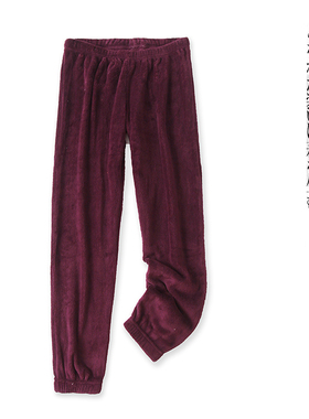 毛绒家居裤  秋冬新外贸男女款松紧腰纯色弹力直筒束口长裤31970