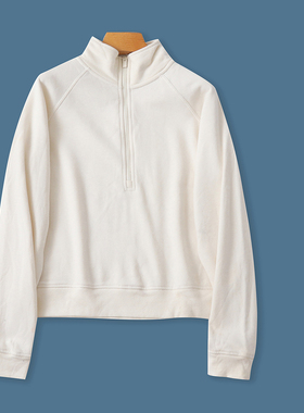 加绒卫衣 秋冬新款外贸女装时尚休闲半开领拉链套头长袖卫衣32468