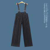 减龄背带可调侧拉链直筒长裤 背带阔腿裤 时尚 新外贸女装 32428 秋季