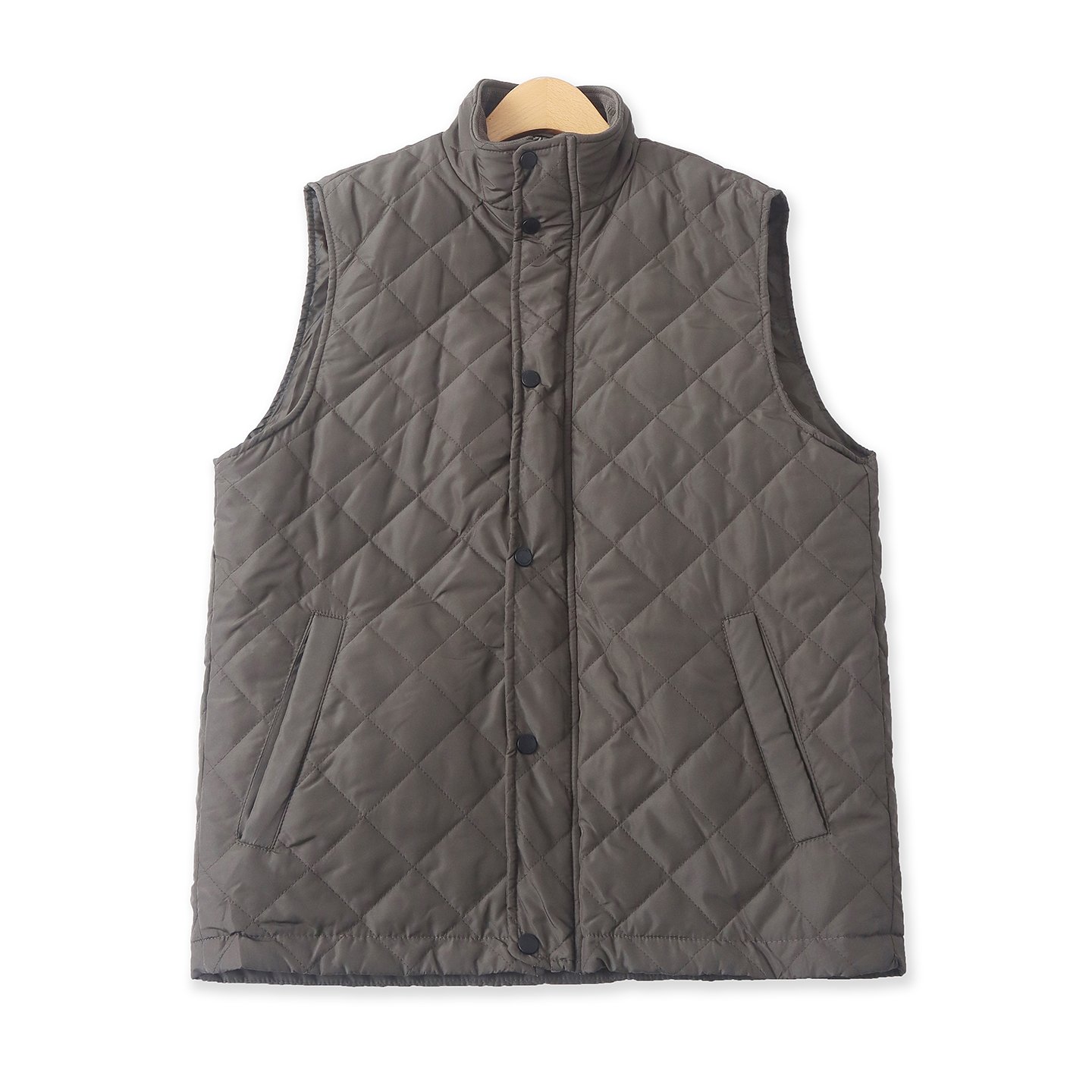 菱形格薄棉马甲  男女同款 秋冬新款外贸立领拉链摁扣双口袋33212