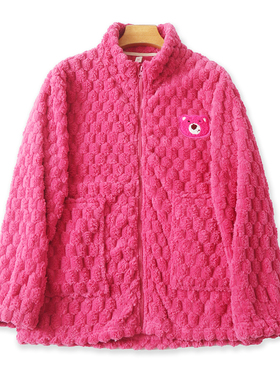 毛绒家居服  冬季新款女装简约舒适立领拉链长袖保暖居家服32482