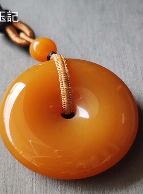龍玉記云南天然黄龙玉平安扣男女圆吊坠黄玉土黄色玉石挂件毛衣链