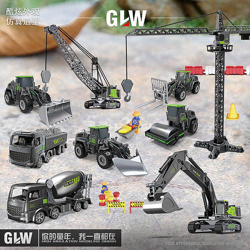挖机玩具 挖掘机大号惯性合金工程儿童套装汽车吊车塔吊铲车耐摔