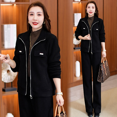 休闲运动服套装女加绒加厚