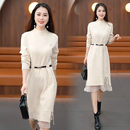 洋气内搭收腰毛衣裙子 时尚 针织连衣裙女中长款 假两件2025秋冬新款