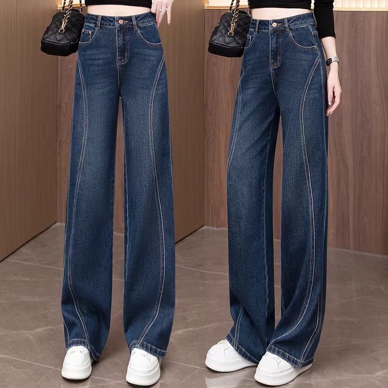 直筒牛仔裤女秋冬季加绒加厚2025新款高腰宽松显瘦窄版阔腿裤长裤,女装/女士精品,牛仔裤,淘宝优惠券,粉丝福利购,淘宝优惠卷