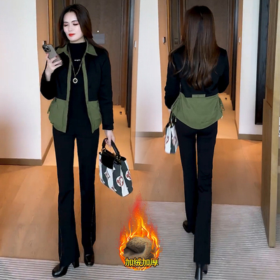 加绒加厚外套女秋冬季