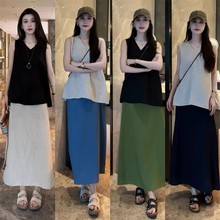 时尚套装裙女夏季2025新款爆款洋气减龄显瘦无袖背心半身裙两件套
