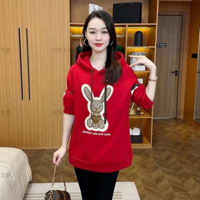 加绒加厚卫衣女中长款