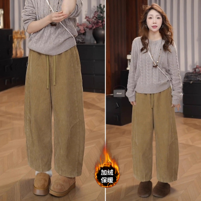 灯芯绒弯刀裤女秋冬季