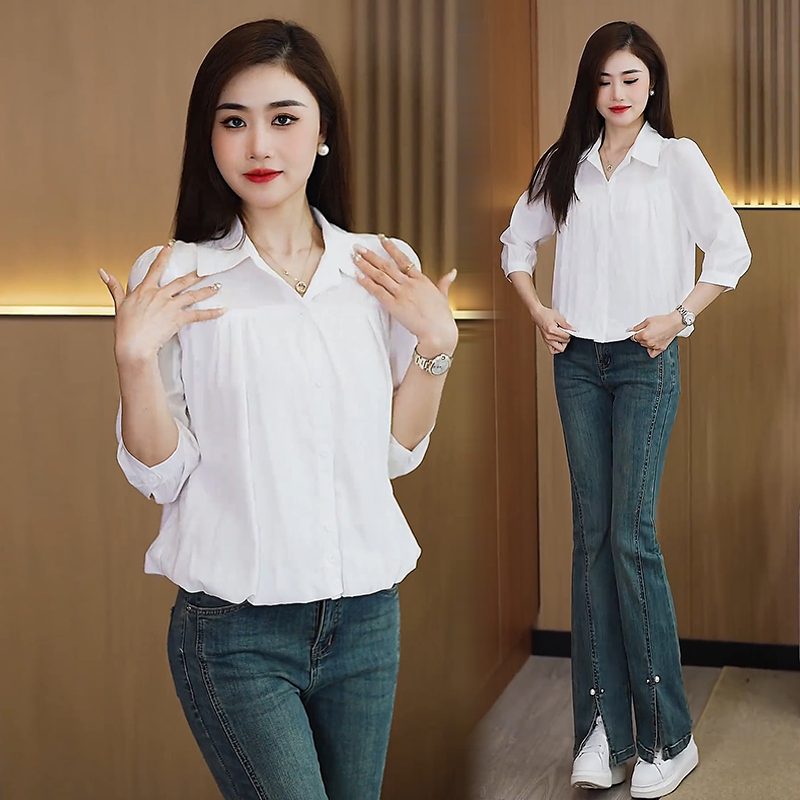七分袖衬衫女时尚气质