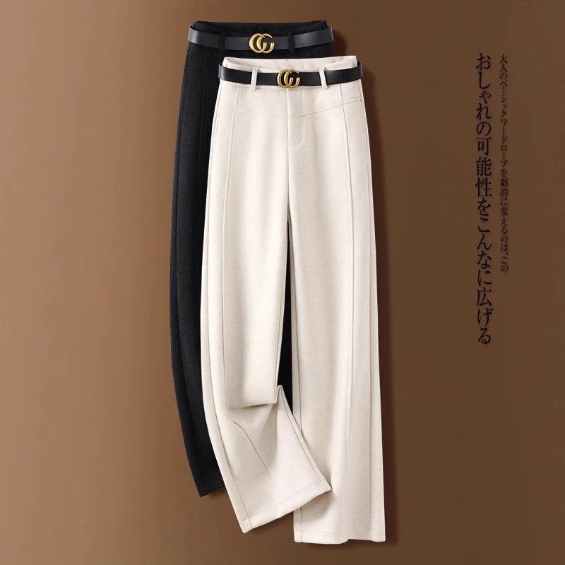 米白色西装阔腿裤女冬季加绒加厚2025新款醋酸羊毛呢休闲直筒裤子,女装/女士精品,休闲裤,淘宝优惠券,粉丝福利购,淘宝优惠卷