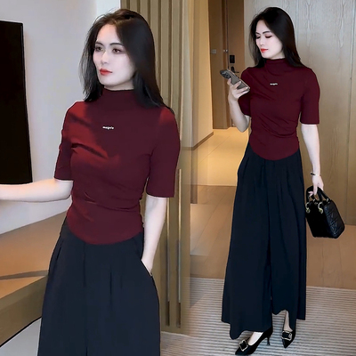 半高领打底衫T恤女春秋季