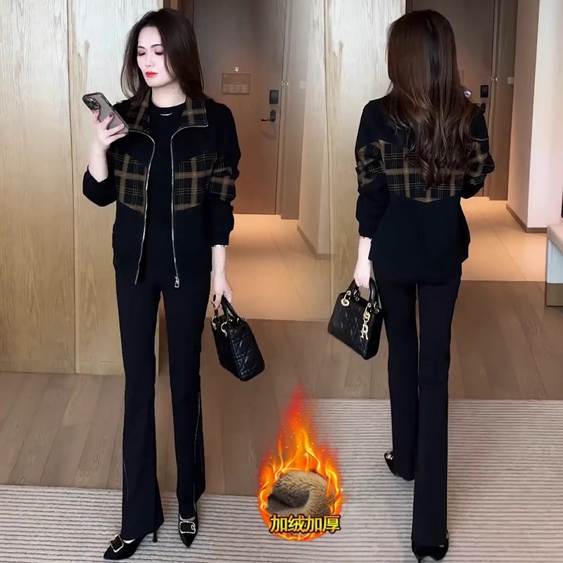 加绒加厚休闲外套女秋冬季