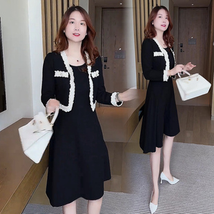 小香风套装裙女装秋季2025新款小个子时尚气质短外套连衣裙两件套