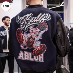 美式芝加哥NBA公牛队联名棒球服刺绣复古潮流飞行员机车夹克外套