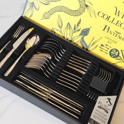 意大利pinti316不锈钢高级感西餐餐具刀叉勺24件套装摆件乔迁礼品