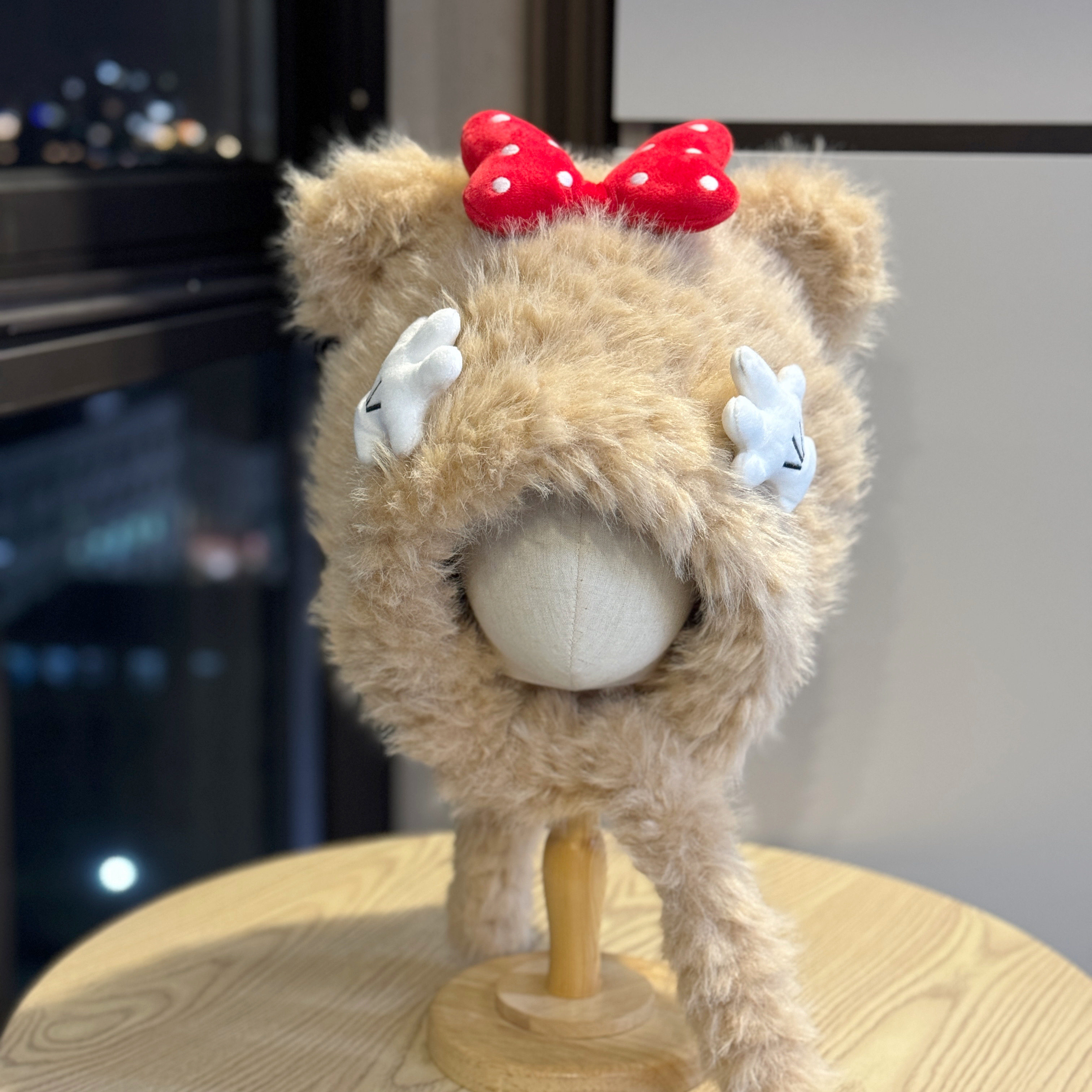 新款可爱米妮加绒毛绒帽