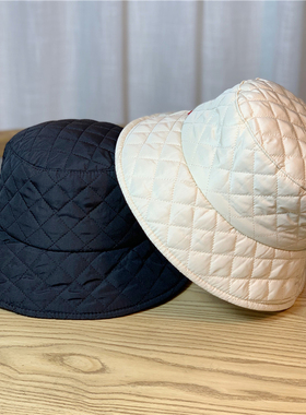 超轻羽绒棉菱格渔夫帽男女同款秋冬季保暖韩版时尚盆帽网红显脸小