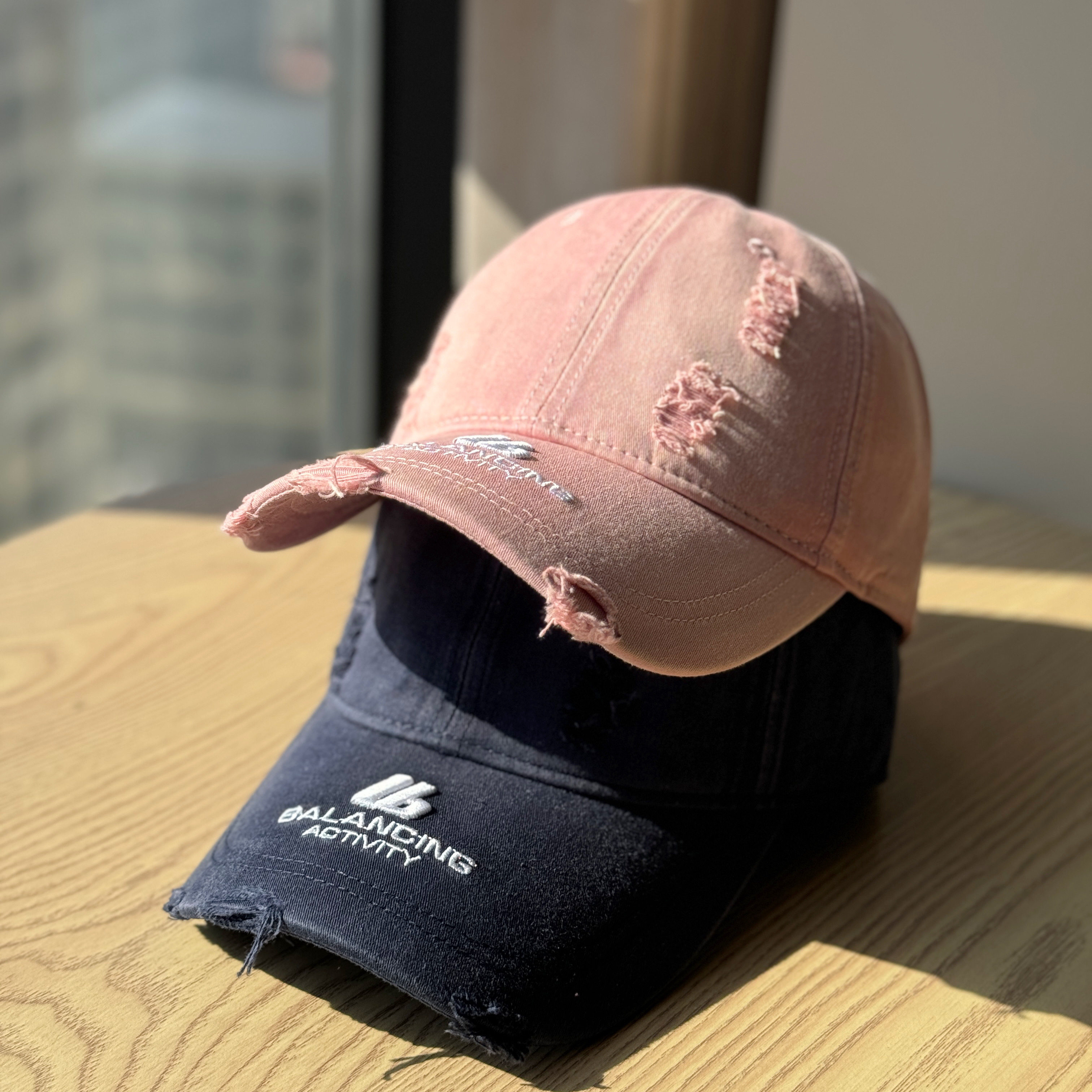 牛仔破洞水洗做旧显脸小棒球帽